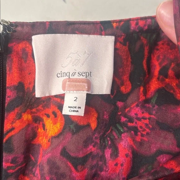 sz 2 Stargazer Lilies Glenda Gown dress Cinq à Sept Long Floral Printed Ruffle - Picture 5 of 5